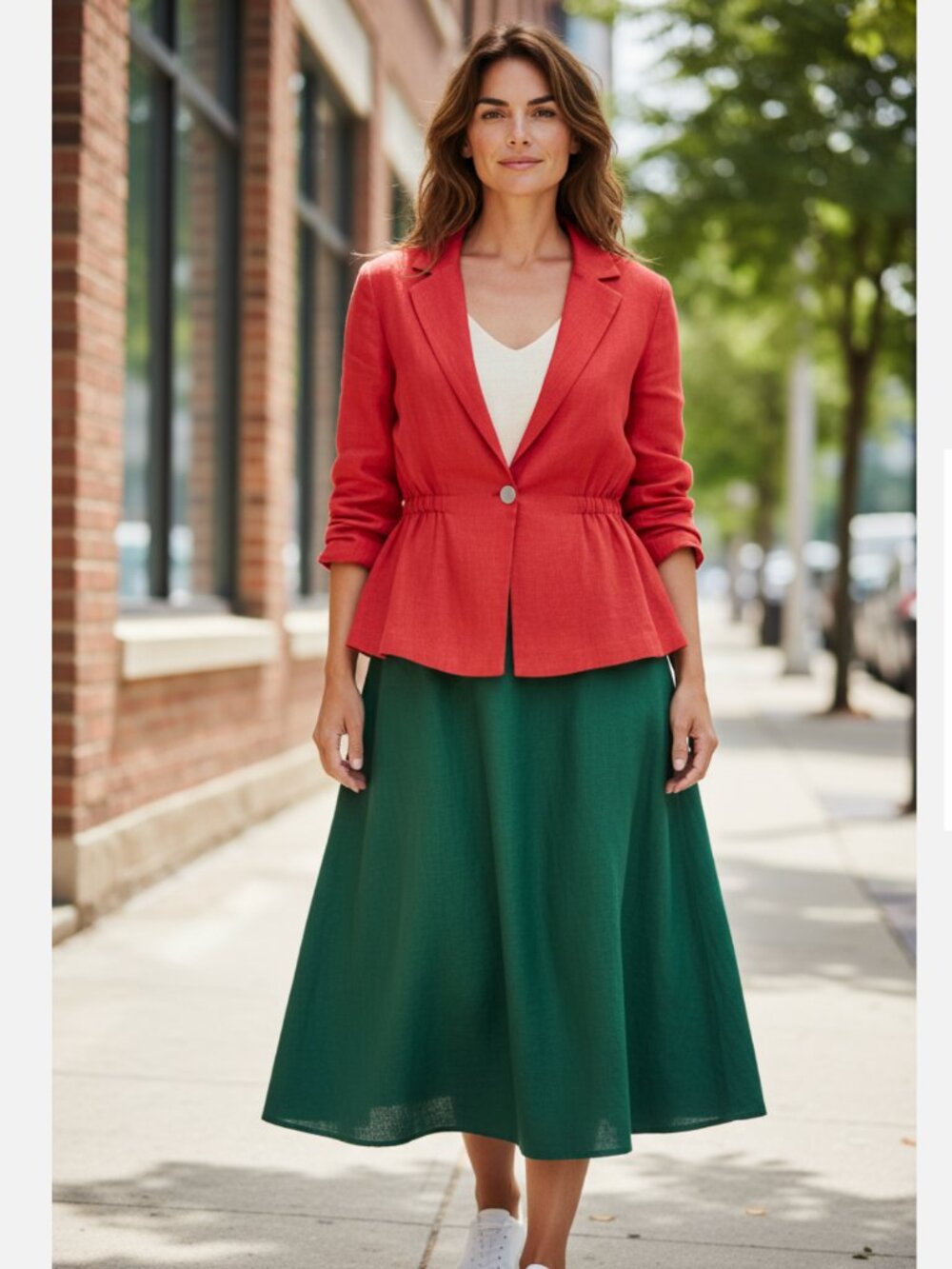 NWT $179 Karl Lagerfeld Paris female Karl Lagerfeld Linen-Blend Blazer Red M